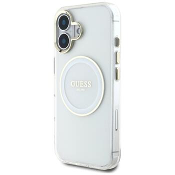 Case Guess IML Metal Colored Circle Classic Logo MagSafe Защитный чехол для iPhone 16 / белый (GUHMP16SHTDRCEDH)