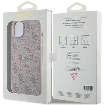 Guess 4G Collection Leather Metal Logo MagSafe Чехол для Apple iPhone 13 / 14 / 15 (GUHMP14SG4GFRP)
