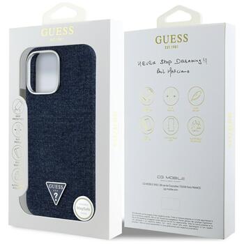 Case Guess Denim Triangle Logo MagSafe Aizsargapvalks priekš iPhone 16 Pro / zils (GUHMP16LRJFWTLB)
