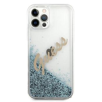 Guess GUHCP12LGLVSBL Glitter Vintage Script Aizsargapvalks priekš iPhone 12 Pro Max 6.7