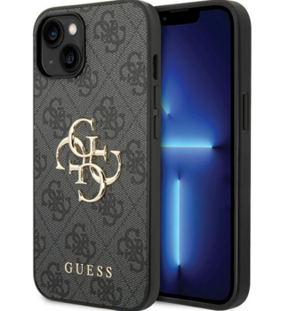 Guess PU Leather 4G Metal Logo Case Aizsargapvalks Priekš Apple iPhone 15 (GUHCP15S4GMGGR)