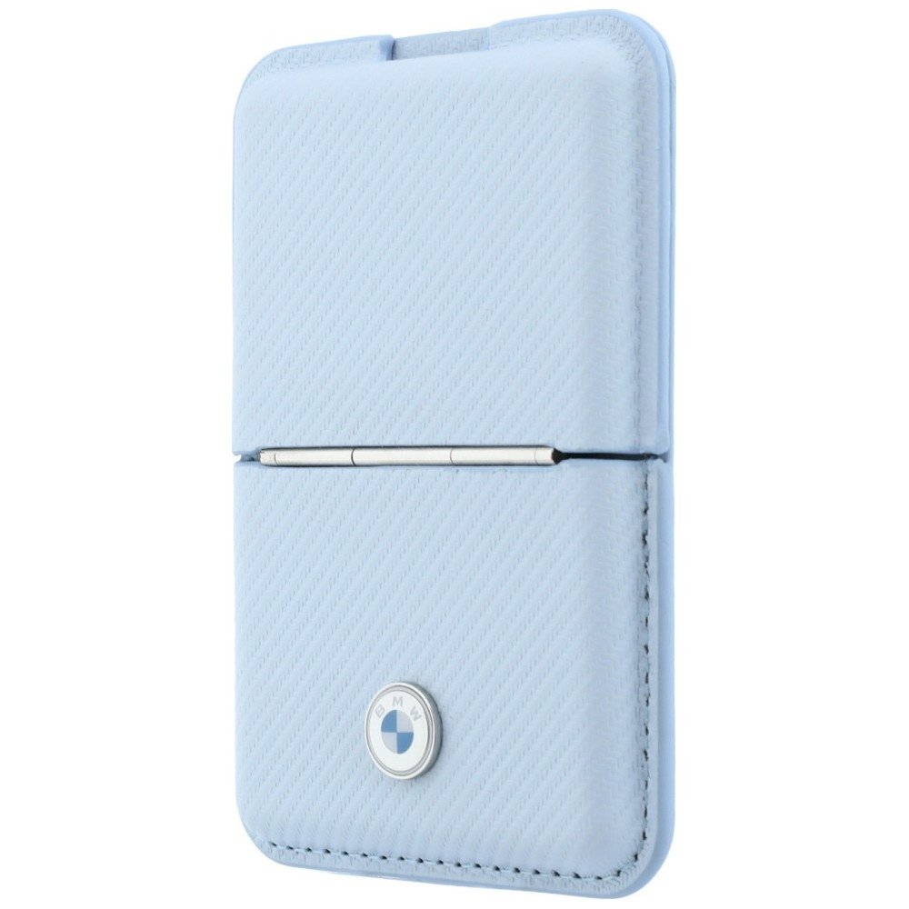 BMW Carbon Wallet Case Metal Logos MagSafe Telefona maciņš ar rāvējslēdzēju / zils (BMOWMCS26PTKLB)