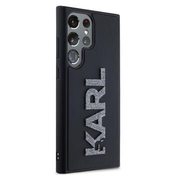 Karl Lagerfeld 3D Rubber Glitter Logo Aizsargapvalks priekš Samsung Galaxy S24 Ultra / melns (KLHCS24L3DMBKCK)