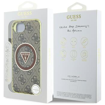 Case Guess IML Metal Glitter 4G Circle Triangle MagSafe Защитный чехол для iPhone 16e / 17e / коричневый (GUHMPSE4HG4PRTGW)