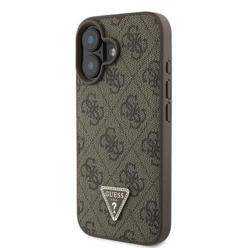 Guess PU 4G Strass Triangle Metal Logo Case + Crossbody Strap for iPhone 16 / коричневый (GUHCP16SP4TDSCPW)