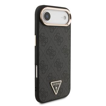 Guess PU Leather 4G Strass Triangle Logo Gold Frame MagSafe Case Защитный чехол для iPhone Air / чёрный (GUHMP17MP4GTDGMK)