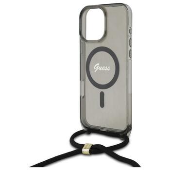 Guess GUHMP16LHCTSGNSK Hardcase Crossbody Cord Script MagSafe Aizsargapvalks priekš iPhone 16 Pro 6.3