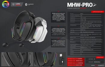 Mars Gaming MHWPROW Bezvadu spēļu austiņas 7.1 / Bluetooth 5.3 + 2.4GHz / Multiplatform (MHWPROW)