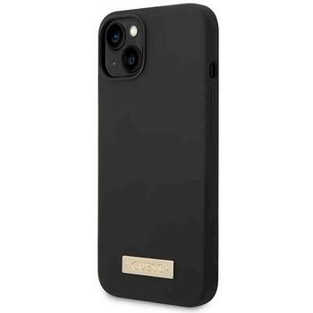 Guess GUHMP14MSBPLK Hardcase Silicone Logo Plate MagSafe Aizsargapvalks priekš iPhone 14 Plus / 15 Plus 6.7