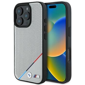 BMW M Perforated Tricolor Line MagSafe Защитный Чехол для Apple iPhone 16 Pro (BMHMP16L23PUPDG)