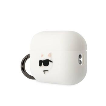 Karl Lagerfeld KLAP2RUNCHH Защитный чехол для AirPods Pro 2(2022/2023) Silicone Choupette Head 3D / белый (KLAP2RUNCHH)