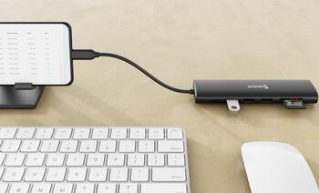 Swissten Daudzportu klēpjdatora dokstacija USB-C Hub 7in1 USB-C 100W / HDMI 4K / USB-A 3.0 / 2x USB-A 2.0 / SD / MicroSD (44040202)