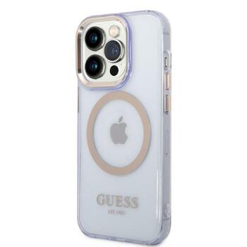 Guess GUHMP14XHTCMU Hardcase Gold Outline Translucent MagSafe Aizsargapvalks priekš iPhone 14 Pro Max 6,7