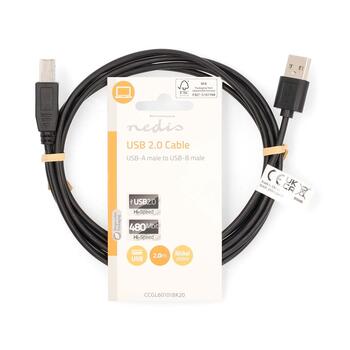 Nedis Printera kabelis 480 Mbps 2m (CCGL60101BK20)