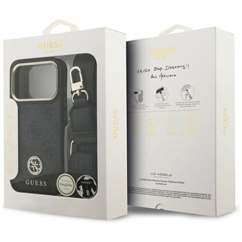 Guess 4G Strass Logo & Big Strap Metal Buttons MagSafe Защитный чехол для iPhone 17 Pro / чёрный (GUHMP17LP4G4DCSK)