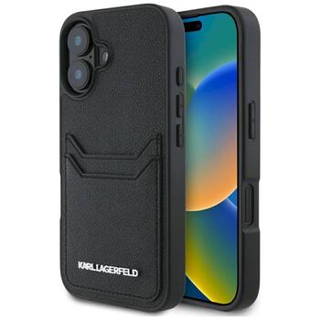 Karl Lagerfeld HC Grained PU Cardslot Metal Elong Защитный чехол для iPhone 16 / чёрный (KLHCP16SPKHPORPK)