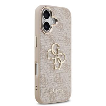 Guess PU Leather 4G Metal Logo Gold Frame Case Защитный чехол для iPhone 17 / розовый (GUHCP17S4GMGCPI)