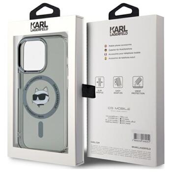 Karl Lagerfeld KLHMP15LHLSCHK Hardcase IML Metal Choupette Head Mag Aizsargapvalks priekš iPhone 15 Pro 6.1