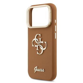 Guess PU Grained 4G Logo Stand Camera Frame Case Защитный чехол для iPhone 17 Pro / коричневый (GUHCP17LPCS4GSW)