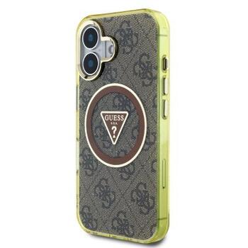 Guess IML 4G Glitter and Triangle Logo MagSafe Case Aizsargapvalks priekš Apple iPhone 16 (GUHMP16SHG4PRTGW)