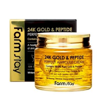 FarmStay 24K Gold & Peptide Perfect Ampoule Cream 80 ml Ампула для лица (8809469776189)