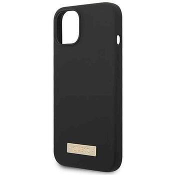 Guess GUHMP14MSBPLK Hardcase Silicone Logo Plate MagSafe Aizsargapvalks priekš iPhone 14 Plus / 15 Plus 6.7
