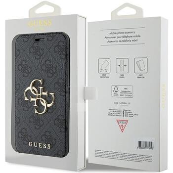 Guess GUBKP15L4GMGGR book 4G Metal Logo Защитный чехол для iPhone 15 Pro 6.1