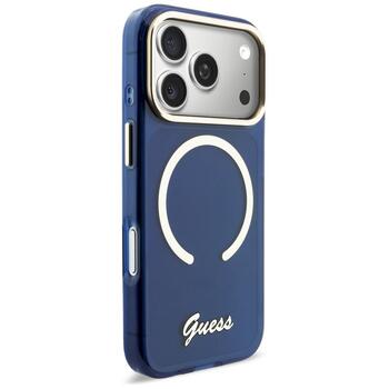 Case Guess IML Script Metal MagSafe Защитный чехол для iPhone 17 Pro Max / синий (GUHMP17X5HTCSMSB)