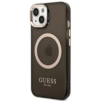 Guess GUHMP14SHTCMK Hardcase Gold Outline Translucent MagSafe Aizsargapvalks priekš iPhone 14 / 15 / 13 6.1