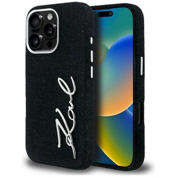 Karl Lagerfeld FW Jeans Signature Logo Aizsargapvalks priekš iPhone 16 Pro / melns (KLHCP16LPJFMSVK)