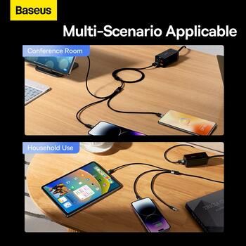 Baseus StarSpeed 3in1 Fast Charging Cable USB-A - USB-C/Lightning/MicroUSB Кабель для быстрой зарядки 3.5A 1.2m / чёрный (CAXS000001)