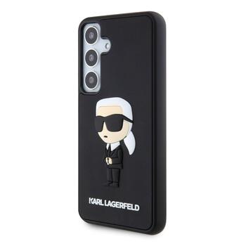 Karl Lagerfeld 3D Rubber Ikonik Case Aizsargapvalks priekš Samsung Galaxy S24 / melns (KLHCS24S3DRKINK)