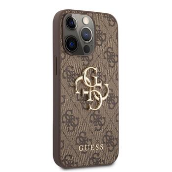 Guess PU 4G Metal Logo Case Защитный чехол для iPhone 13 Pro Max / коричневый (GUHCP13X4GMGBR)