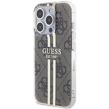 Guess GUHCP15LH4PSEGW Hardcase IML 4G Gold Stripe Aizsargapvalks priekš iPhone 15 Pro 6.1