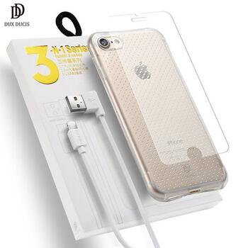 Dux Ducis 3 in 1 Set / Силиконовый чехол 0.3 mm / Защитное стекло 9H / Micro USB Кабель 90 cm / Для Samsung J330 Galaxy J3 (2017) (DUX-SET-J330-WH)