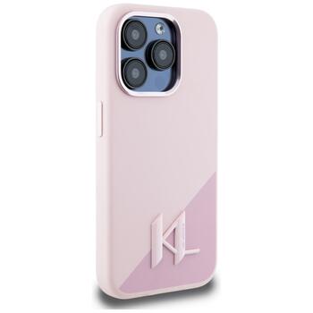 Case Karl Lagerfeld Silicone Shadow Metal Initial MagSafe Aizsargapvalks priekš iPhone 15 Pro / rozā (KLHMP15LSCMKMPCP)