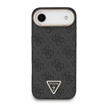Guess PU Leather 4G Strass Triangle Logo Gold Frame MagSafe Case Защитный чехол для iPhone Air / чёрный (GUHMP17MP4GTDGMK)