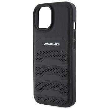 AMG Leather Debossed Lines Back Case Aizsargapvalks Priekš Apple iPhone 15 Plus (AMHCP15MGSEBK)