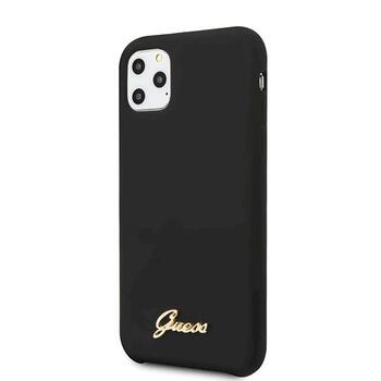 Guess GUHCN65LSLMGBK Silicone Vintage Gold Logo Aizsargapvalks priekš iPhone 11 Pro Max / melns (GUHCN65LSLMGBK)