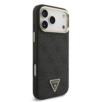 Guess PU Leather 4G Strass Triangle Logo Gold Frame MagSafe Case Защитный чехол для iPhone 17 Pro Max (GUHMP17XP4GTDGMK)
