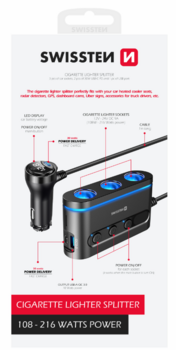 Swissten Автомобильная зарядка 2x USB-C PD / 1x USB-A QA 3.0 / 3x CL (20114010)
