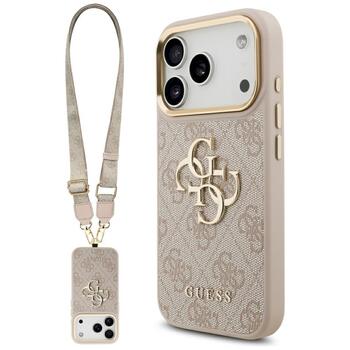 Guess 4G Big 4G Classic Logo Big Strap Metal Buttons Case Aizsargapvalks priekš iPhone 17 Pro / rozā (GUHCP17LP4G4BCSP)