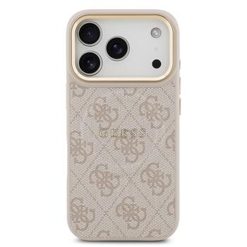 Guess PU Leather 4G Gold Frame MagSafe Case Защитный чехол для iPhone 17 Pro / розовый (GUHMP17LP4MSEGCP)