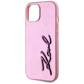 Case Karl Lagerfeld Wrinkled Metal Signature Защитный чехол для iPhone 15 / розовый (KLHCP15SPFMFBKMP)