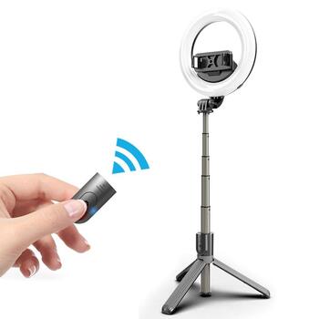 Mocco 4in1 Universāls Selfie Stick ar 3 toņu LED lampu / Tripod Statnis / Bluetooth Tālvadības pults (MOC-SELF-4IN1-VLOG)