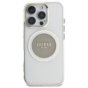 Case Guess IML Metal Colored Circle Classic Logo MagSafe Защитный чехол для iPhone 16 Pro / серый (GUHMP16LHTDRCEDG)