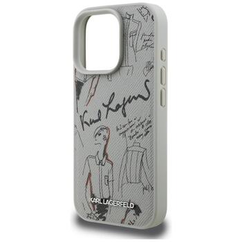 Karl Lagerfeld Grained Pattern & Logo MagSafe Case Защитный чехол для iPhone 16 Pro Max / серый (KLHMP16XPGGRMPKG)