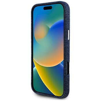 Case Guess Denim Triangle Logo MagSafe Защитный чехол для iPhone 16 Pro Max / синий (GUHMP16XRJFWTLB)