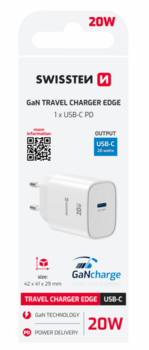 Swissten Edge Сетевое зарядное устройство USB-C GaN 20W White (22071711)