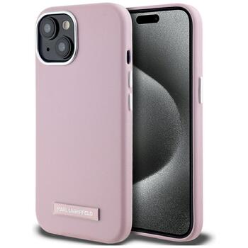 Case Karl Lagerfeld FW Metal Plate MagSafe Защитный чехол для iPhone 15 / розовый (KLHMP15SPGMSRPP)